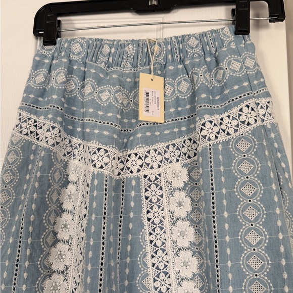 Maje Baby Blue Bleu Clair Lace Midi Skirt NWT Cottagecore (size chart) - Picture 2 of 12
